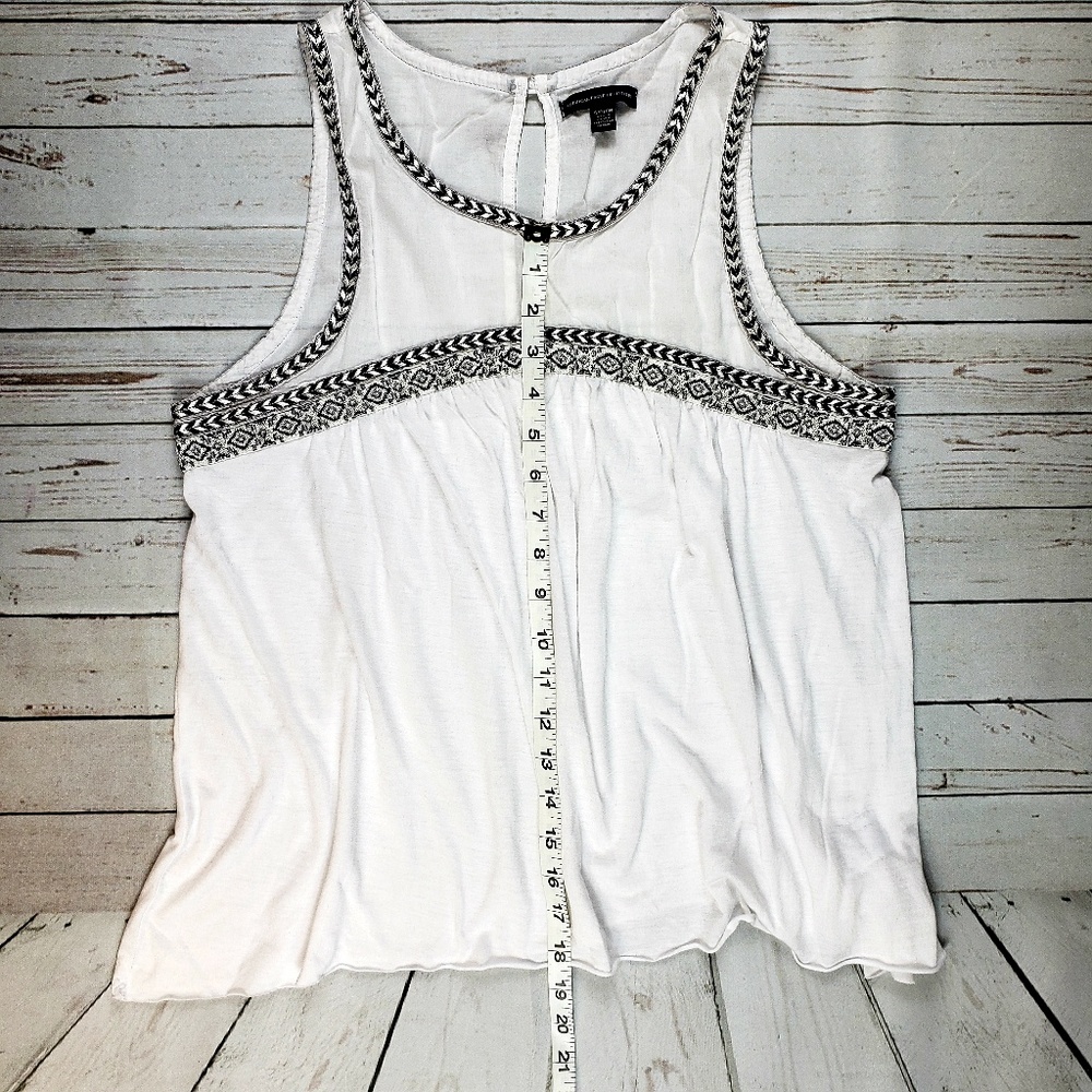 American Eagle White Embroidered Babydoll Tank S - Picture 7 of 8